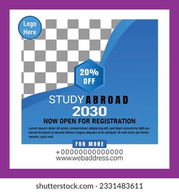 Study abroad education social media post and web banner social media post template design