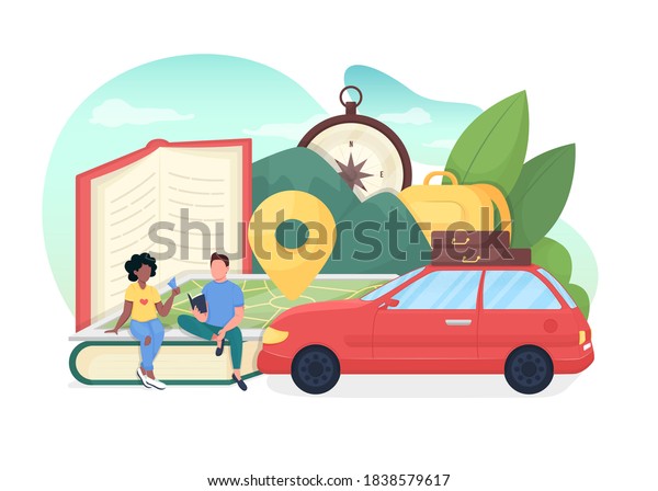 Study abroad flat concept vector illustration.
Explore world. Multicultural group. International program. Exchange
students 2D cartoon characters for web design. Travelling creative
idea