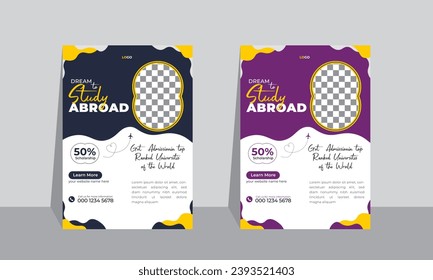 Study abroad flyer design template, modern editable colorful abstract poster layout template