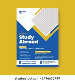 Study abroad flyer or university admission poster template design