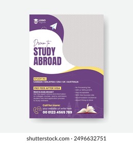 Study abroad flyer or university admission poster template design