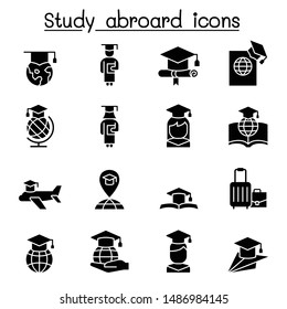 Study Abroad & Graduation Icon Set