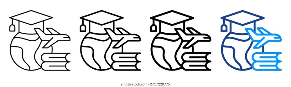 Ícone Estudar no Exterior Conjunto de Coleções de Outlines Diferentes