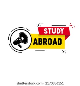 Study abroad message. Graduated study abroad international Conceptual, higher education social media post banner. Vector illustration.