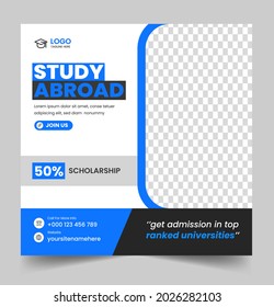 Study abroad modern social media post  banner template