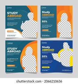 Study abroad social media post banner design template