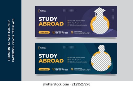 Study abroad social media post or higher education social media web banner template.