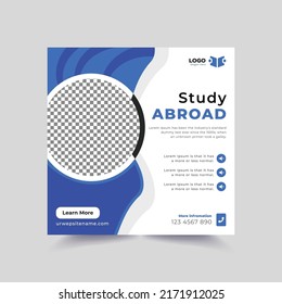 Study Abroad Social Media Post Or Education Instagram Square Banner Template