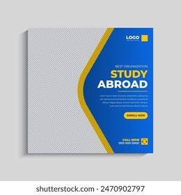 Study abroad social media post or admission Web Banner template