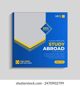 Study abroad social media post or admission Web Banner template