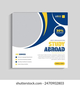 Study abroad social media post or admission Web Banner template