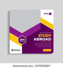 Study abroad social media post or admission Web Banner template