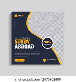 Study abroad social media post or admission Web Banner template