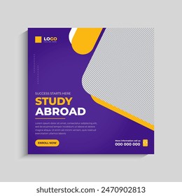 Study abroad social media post or admission Web Banner template