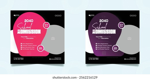 Study abroad social media post or higher education social media web banner square flyer template set.