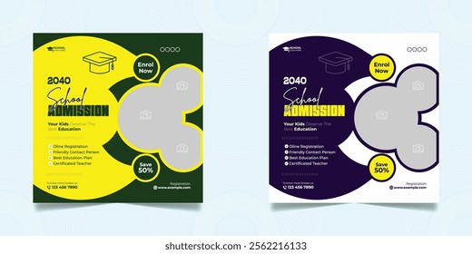 Study abroad social media post or higher education social media web banner square flyer template set.