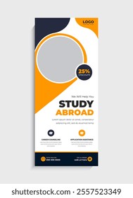 Study Abroad standee roll up banner template design