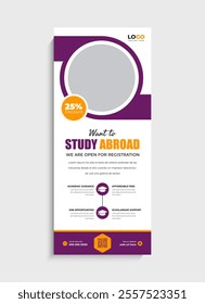 Study Abroad standee roll up banner template design