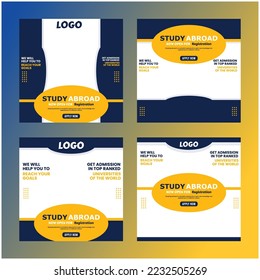 Study Abroad Story, Graphics Post Design For Social Media - Combo Set, Poster, Banner, Story, Template, Post, Vector, Modern, Attractive, Creative Graphics Collection