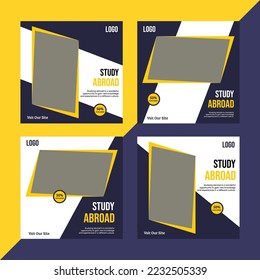 Study Abroad Story, Post Design For Social Media Advertisement - Combo Set, Poster, Banner, Story, Template, Post, Vector, Modern, Attractive, Creative Graphics Collection