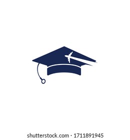 Study abroad vector logo design. Medical study in abroad logo concept.