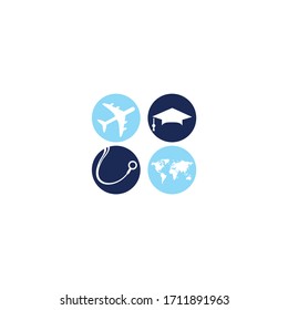 Study abroad vector logo design. Medical study in abroad logo concept.