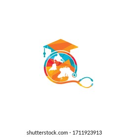 Study abroad vector logo design. Medical study in abroad logo concept.