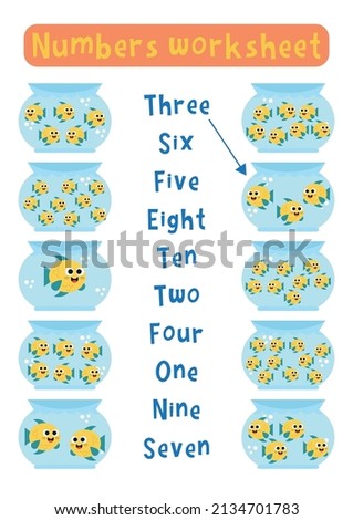 Study and activity page on English numbers for children