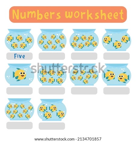 Study and activity page on English numbers for children