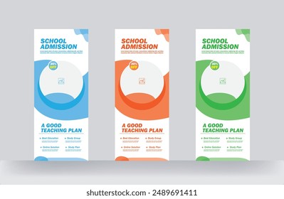 Study admission Roll up banner and rack card design template 