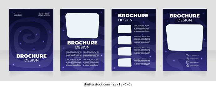 Study astronomy in high school blank brochure design. Template set with copy space for text. Premade corporate reports collection. Editable 4 paper pages