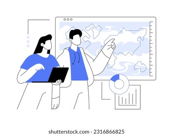 Study the atmosphere motions abstract concept vector illustration. Group of atmospheric meteorologists studying air quality, surface heating variations, weather prediction abstract metaphor.