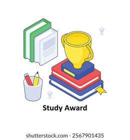  Study Award isometric Colored illustration. EPS File stock illustration