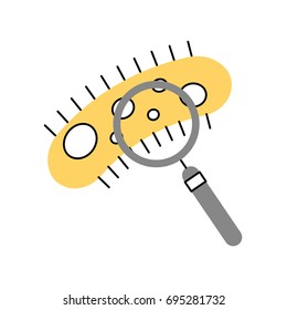 Study of bacteria with magnifying glass