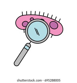 Study of bacteria with magnifying glass