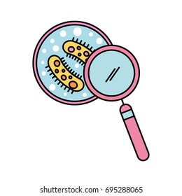 Study of bacteria with magnifying glass