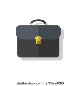 Study bag icon. Black study briefcase on a white background with a shadow. Back to school. School theme. Vector EPS10