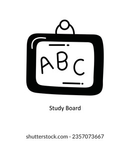 Icono de diseño del doodle de la placa de estudio. Símbolo de escuela y estudio sobre fondo blanco archivo EPS 10 