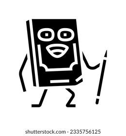 vector de icono de glifo de carácter de libro de estudio. signo de carácter del libro de estudio. ilustración de símbolo aislado