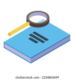 Study book icon isometric vector. Case research. Data learn