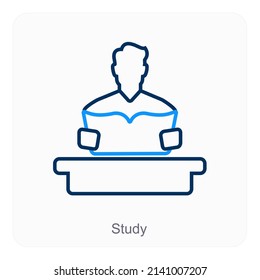 Study And Book Reading Icon Concept