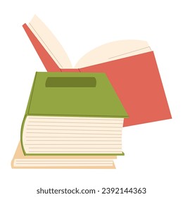 Study books pile. Stack of books. School books pile. Bookstore, library icon. Science literature, dictionary. Education and online class concept.Studies symbol. Textbook stack for reading. vector