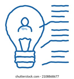 estudio de la visión cerebral del vector de icono. Estudio de arte de la línea de doodle azul dibujado a mano del signo de agudeza cerebral. ilustración de símbolo aislado