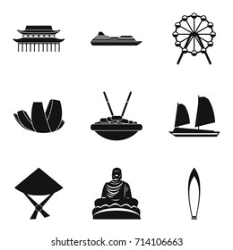 Study of buddhism icons set. Simple set of 9 study of buddhism vector icons for web isolated on white background