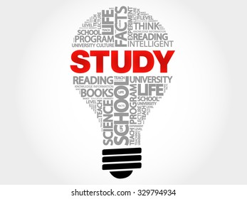 STUDY bulb word cloud, business concept