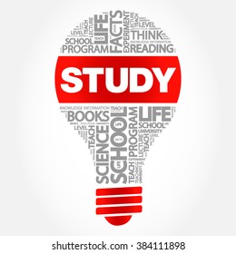 STUDY bulb word cloud, business concept