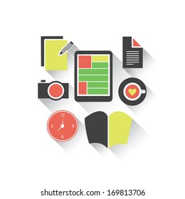 Study, Business - Flat Icon Set Design