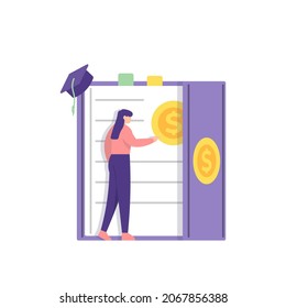 study business, business school, learn about money management. illustration of people reading open about money. student. flat cartoon style. vector design