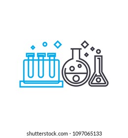 Study of chemistry linear icon concept. Study of chemistry line vector sign, symbol, illustration.