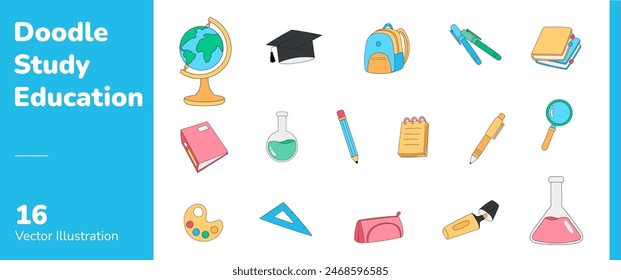 Elemento de Educación de garabato de aula de estudio